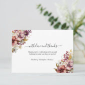 ワイルドフラワーパープルバラウォーター結婚カラー サンキューカード (スタンド正面)