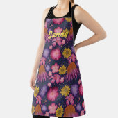 ワイルドフラワーパープルフローラパーソナライズされたエプロン エプロン (インサイチュ)