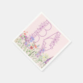 ワイルドフラワーパープルフローラベビーモノグラムベビーシャワー スタンダードカクテルナプキン (角)