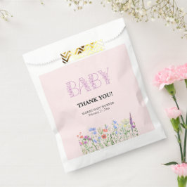 ワイルドフラワーパープルフローラベビーモノグラムベビーシャワー フェイバーバッグ