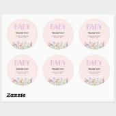 ワイルドフラワーパープルフローラベビーモノグラムベビーシャワー ラウンドシール (シート)