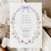 ワイルドフラワーパープルボウブライダルシャワー 招待状