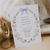ワイルドフラワーパープルボウブライダルシャワー 招待状