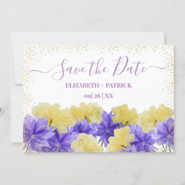 ワイルドフラワーパープルラプソディは日付を保存 招待状