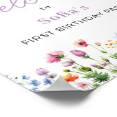 ワイルドフラワーパープル1stバースデーウェルカムサインポスター ポスター (角)