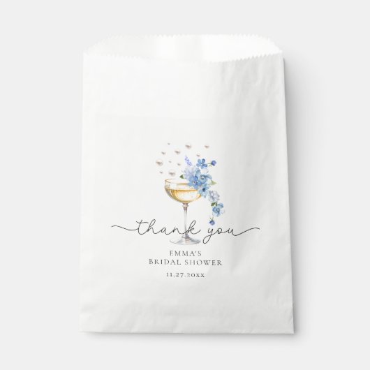 ワイルドフラワーパールスプロセッコブライダルシャワーサンキュー フェイバーバッグ (正面)