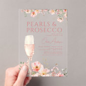 ワイルドフラワーパール&プロセッコ赤面ブライダルシャワー アクリル招待状 (インサイチュ (ポータブル))