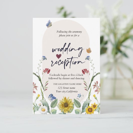 ワイルドフラワーヒマワリ蝶披露宴 招待状 (スタンド正面)
