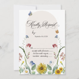 ワイルドフラワーヒマワリRSVP 招待状