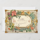 ワイルドフラワービクトリアン縁どの華美ウェッドのブリッドメイド 招待状 (正面)