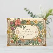 ワイルドフラワービクトリアン縁どの華美ウェッドのブリッドメイド 招待状 (スタンド正面)