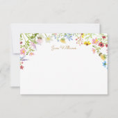 ワイルドフラワービースクリプトパーソナライズされた ノートカード (正面)