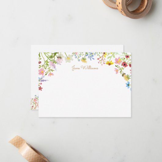 ワイルドフラワービースクリプトパーソナライズされた ノートカード (正面/裏面インサイチュ)
