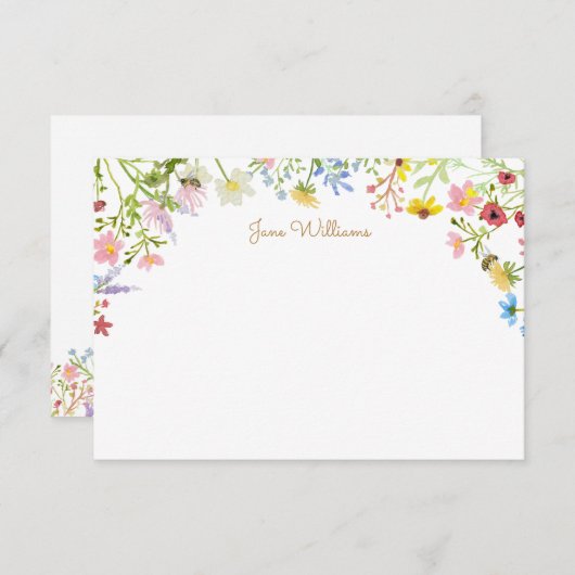 ワイルドフラワービースクリプトパーソナライズされた ノートカード (正面/裏面)
