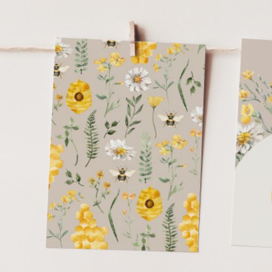 ワイルドフラワービーハイチェアバンティングバナーエンドカード 招待状