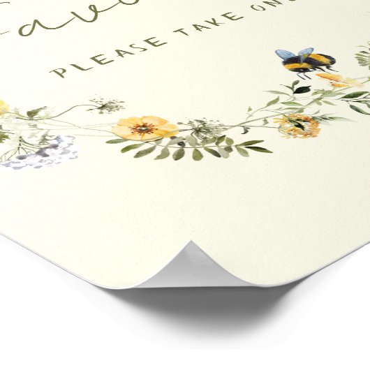 ワイルドフラワービーブライダルシャワーウィズサイン ポスター (角)