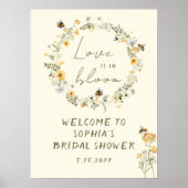 ワイルドフラワービーブライダルシャワーウェルカムサインポスター ポスター (正面)