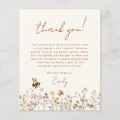 ワイルドフラワービーブライダルシャワーサンキューカード チラシ (正面)