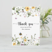 ワイルドフラワービーブライダルシャワーサンキューカード 招待状 (スタンド正面)