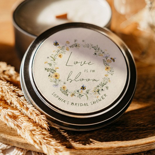 ワイルドフラワービーブライダルシャワーシール ラウンドシール