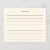 ワイルドフラワービーブライダルシャワーレシピカード (裏面)