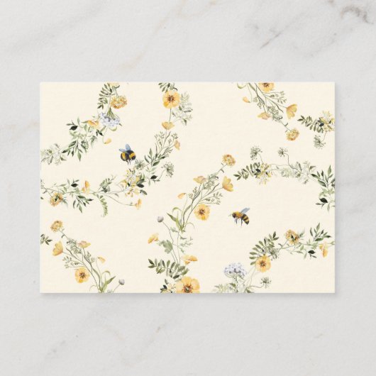 ワイルドフラワービーブライダルシャワー数の推測キス エンクロージャーカード (裏面)