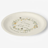 ワイルドフラワービーブライダルシャワー紙プレート ペーパープレート (アングル)
