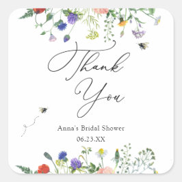 ワイルドフラワービーブライダルシャワー スクエアシール