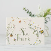 ワイルドフラワービーベージュ赤ちゃんシャワー サンキューカード (スタンド正面)