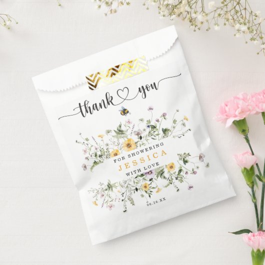 ワイルドフラワービー素朴ベイビーシャワー優先バッグ フェイバーバッグ (封をした状態)