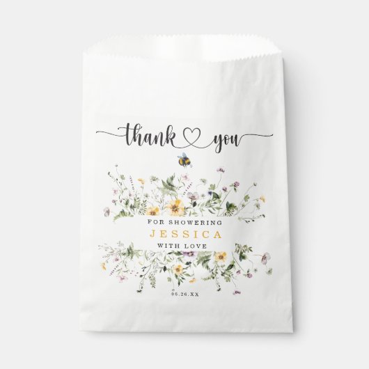 ワイルドフラワービー素朴ベイビーシャワー優先バッグ フェイバーバッグ (正面)