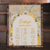 ワイルドフラワービー誕生日マイルストーンポスター ポスター