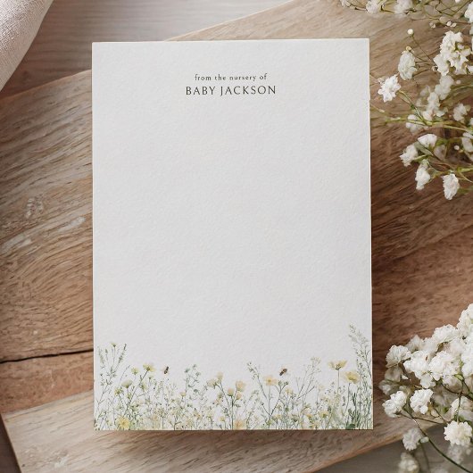 ワイルドフラワービー赤ちゃんシャワー サンキューカード