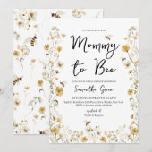 ワイルドフラワービー赤ちゃんシャワー 招待状 (正面/裏面)