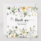 ワイルドフラワービー ブライダルシャワーのお礼カード サンキューカード (正面)