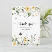ワイルドフラワービー ブライダルシャワーの感謝カード 招待状 (スタンド正面)