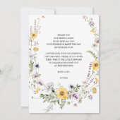 ワイルドフラワービー ブライダルシャワーの感謝カード 招待状 (裏面)