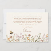 ワイルドフラワービー ブライダルシャワー 感謝カード (裏面)