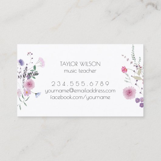 ワイルドフラワーピアニスト音楽先生 名刺 (裏面)