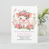 ワイルドフラワーピグレットアドベンチャーガールベビーシャワー 招待状 (スタンド正面)