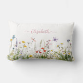 ワイルドフラワーピンクのスクリプト名 ランバークッション (正面)
