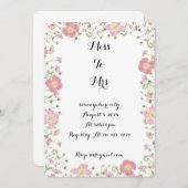 ワイルドフラワーピンクのブライダルシャワー招待 招待状 (正面/裏面)