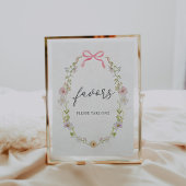 ワイルドフラワーピンクの弓がシャワーを好むサイン ポスター