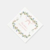 ワイルドフラワーピンクの弓のベビーシャワー スタンダードカクテルナプキン (角)