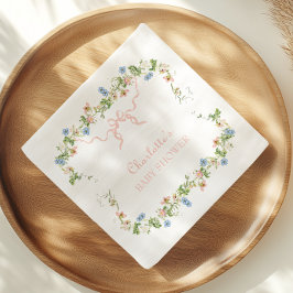 ワイルドフラワーピンクの弓のベビーシャワー スタンダードカクテルナプキン