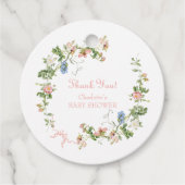 ワイルドフラワーピンクの弓のベビーシャワー フェイバータグ (正面)