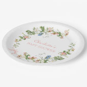 ワイルドフラワーピンクの弓のベビーシャワー ペーパープレート (アングル)