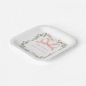 ワイルドフラワーピンクの弓のベビーシャワー ペーパープレート (傾斜あり)