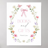 ワイルドフラワーピンクの弓の本とギフトポスター ポスター (正面)