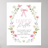 ワイルドフラワーピンクの弓エレガントおむつラッフル ポスター (正面)